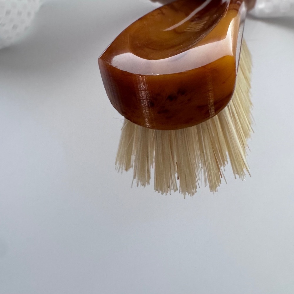 Avon Natural Bristle Hair Brush 8" Butterscotch Dark Caramel Swirl w/ Box VTG - Picture 12 of 12